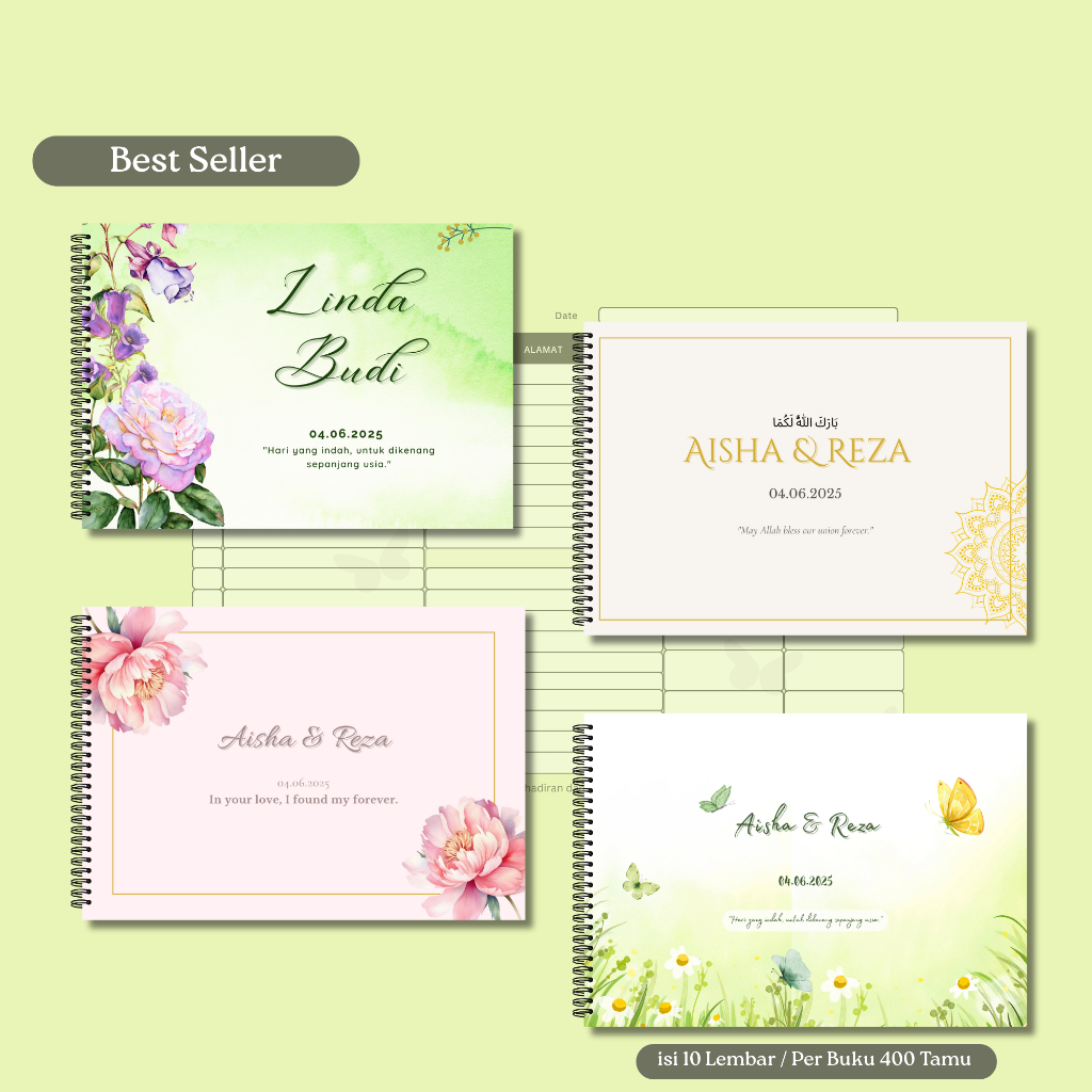 

Buku tamu Pernikahan,Guest Book,Buku Tamu undangan isi 10 lembar 400 nama tamu
