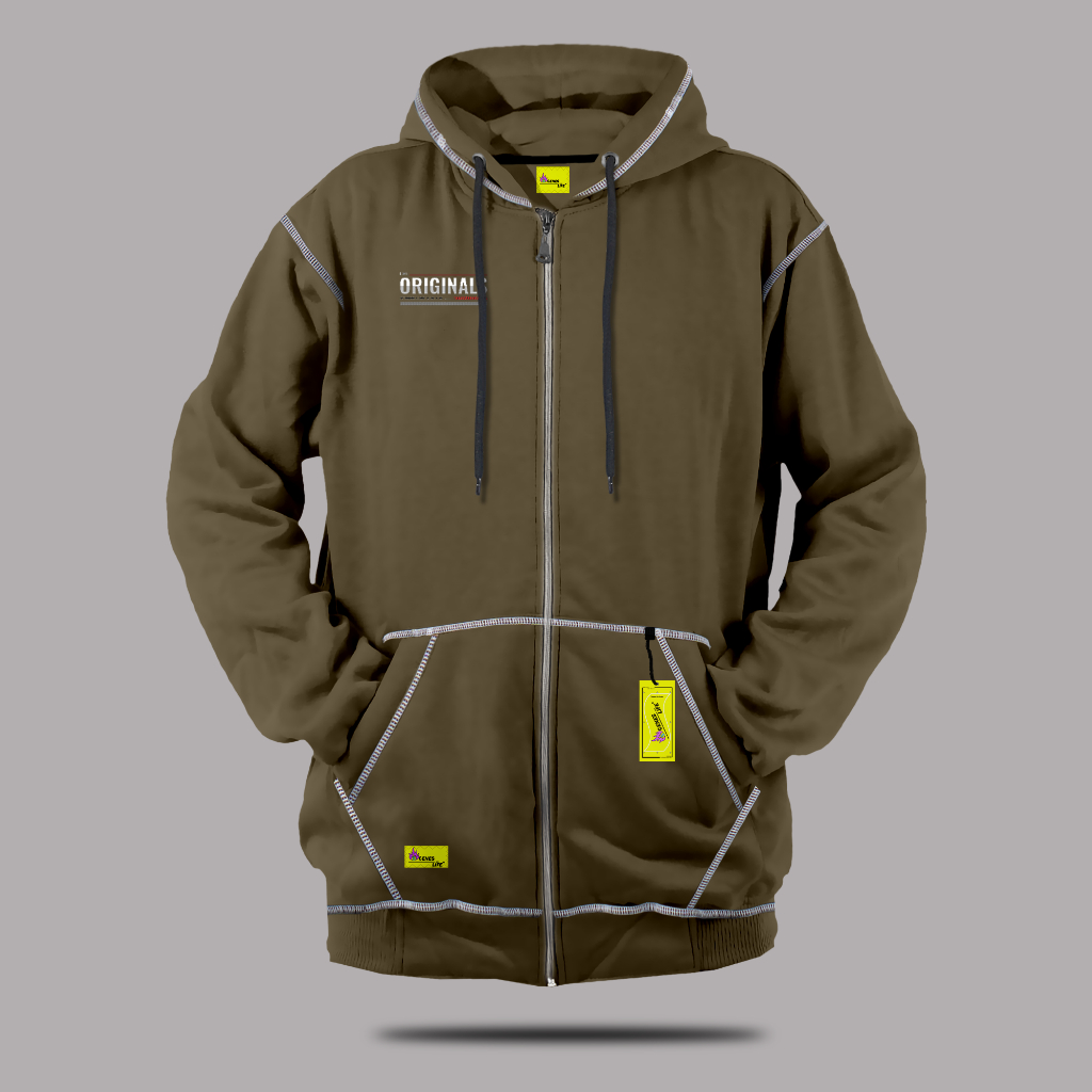ScenesLife ZIPPER Olive Flecee Original Hoodie Zipper Casual
