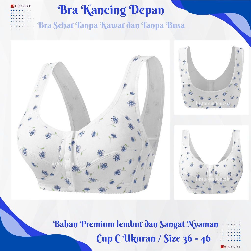 Bra BH Wanita Push Up Kancing Buka Depan Tanpa Busa & Tanpa Kawat Lembut & Nyaman 3002