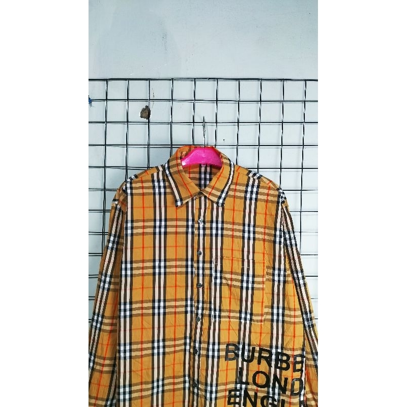 Kemeja Burberry Logo print Coklat Second original