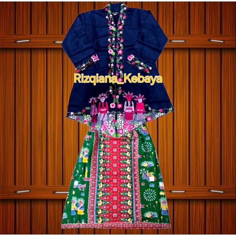RB Setelan Kebaya Encim Anak Anak Motif Ondel//Kebaya Encim Anak//Kebaya Encim Ondel//Encim Anak
