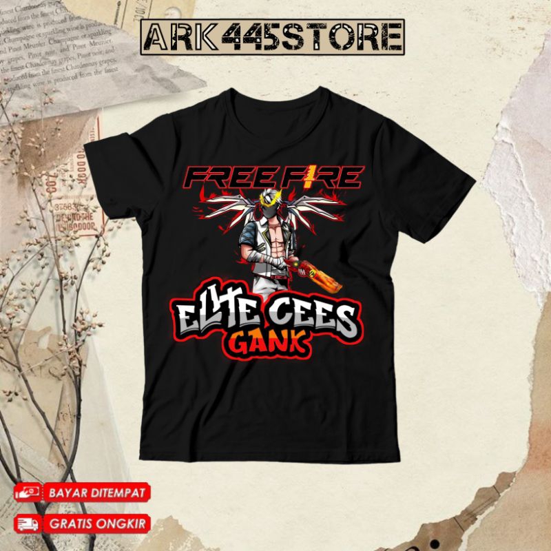 (BISA COD) Kaos Atasan Anak Motif FF Free Fireee DUO ELITE CEES GANK - Baju Anak FF  SG UNGU SG DUA 