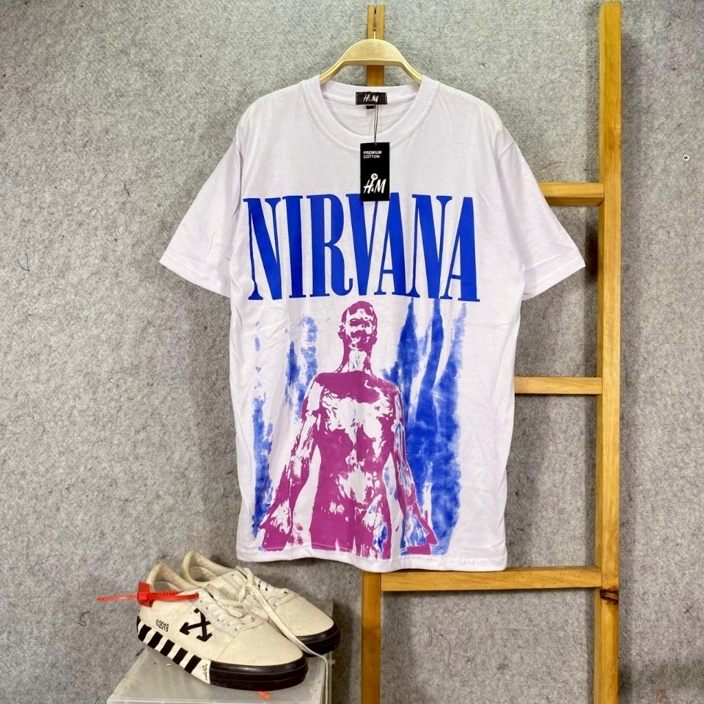 KAOS T-SHIRT MUSIC BAND NIRVANA SLIVER PUTIH
