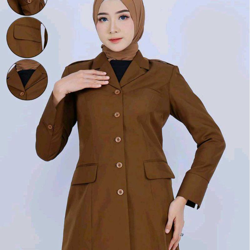 seragam princessfa setelan pemda coklat gelap, celana wanita baju dinas ASN, PNS, GURU