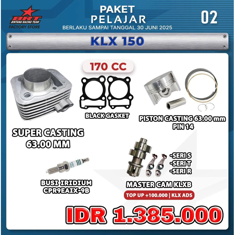 paket bore up klx 63 + noken as free busi