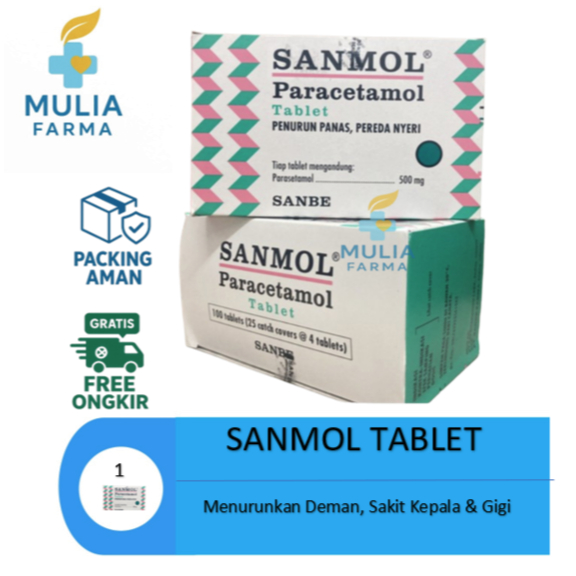 Sanmol Tablet 1 box - Menurunkan Demam, Sakit Kepala & Gigi