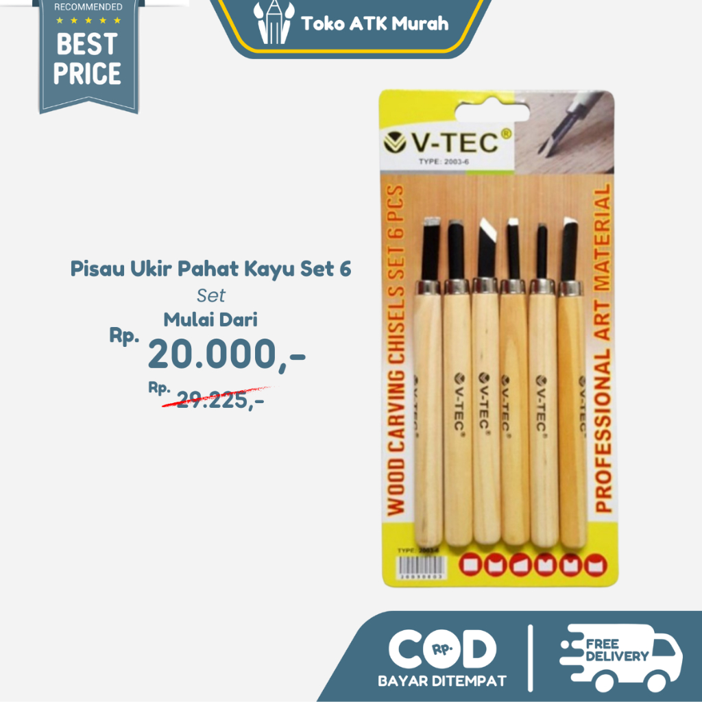 

Pisau Ukir Pahat Kayu Set 6pcs Vtec