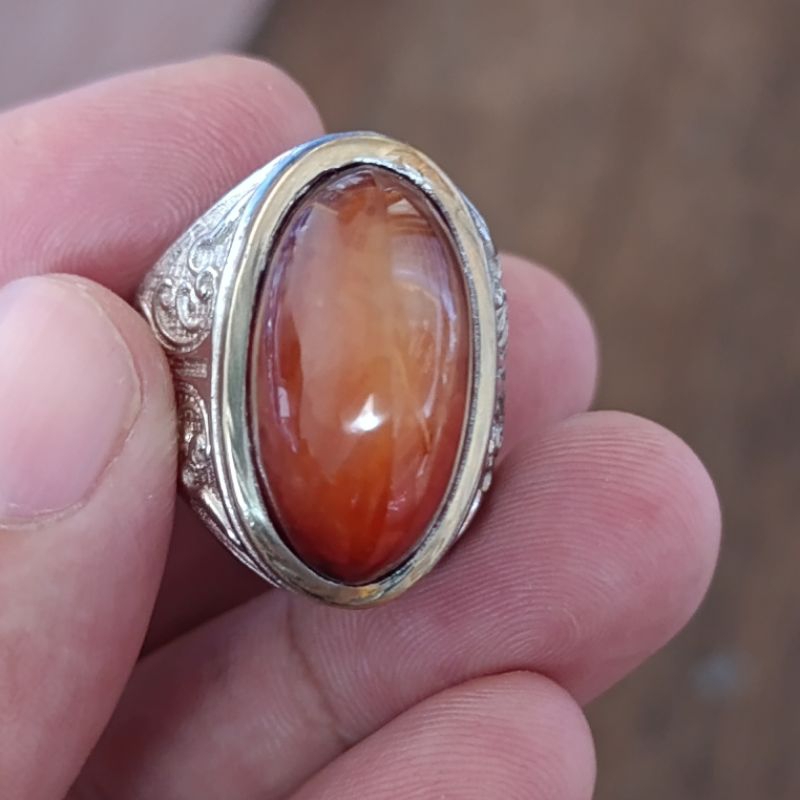 CA 38 Cincin Batu Akik Pandan Merah (Nasmer) Asli Natural Joss