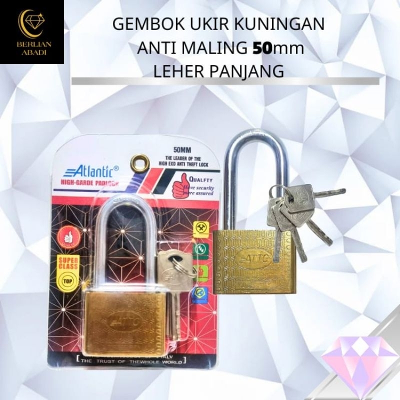 Gembok Anti Maling/Gembok Baja Kuningan 50mm panjang
