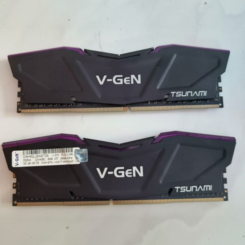 VGEN TSUNAMI DDR4 2X4 8GB 2666MHz 16-18-18-35 Bekas Normal