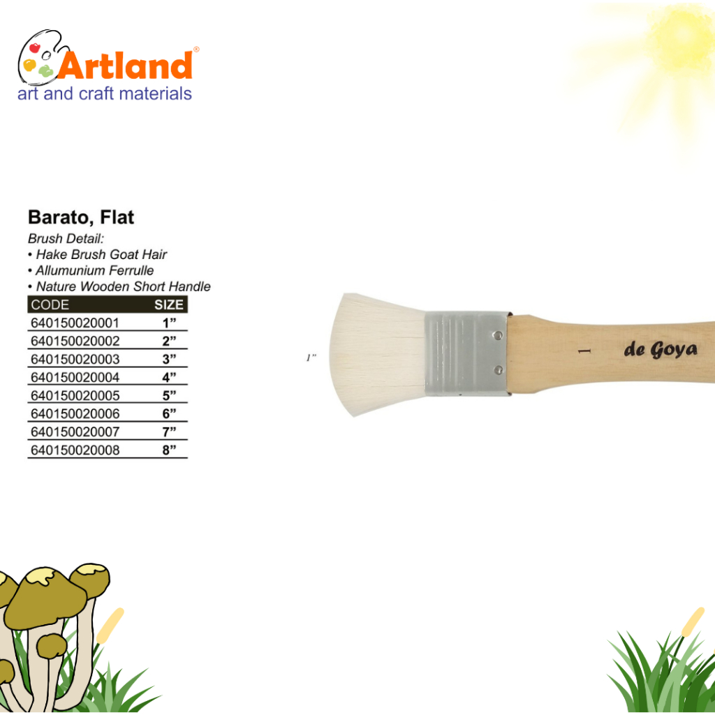 

Kuas De Goya Barato Flat – Hake Brush Goat Hair Gagang Kayu Natural
