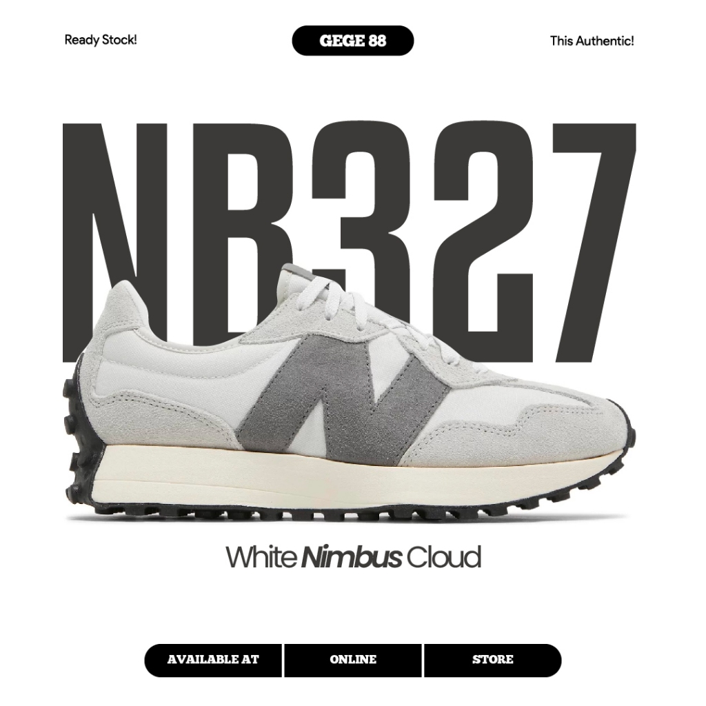 Sepatu Sneakers MS327-WE White Nimbus Cloud Casual 100% BNIB