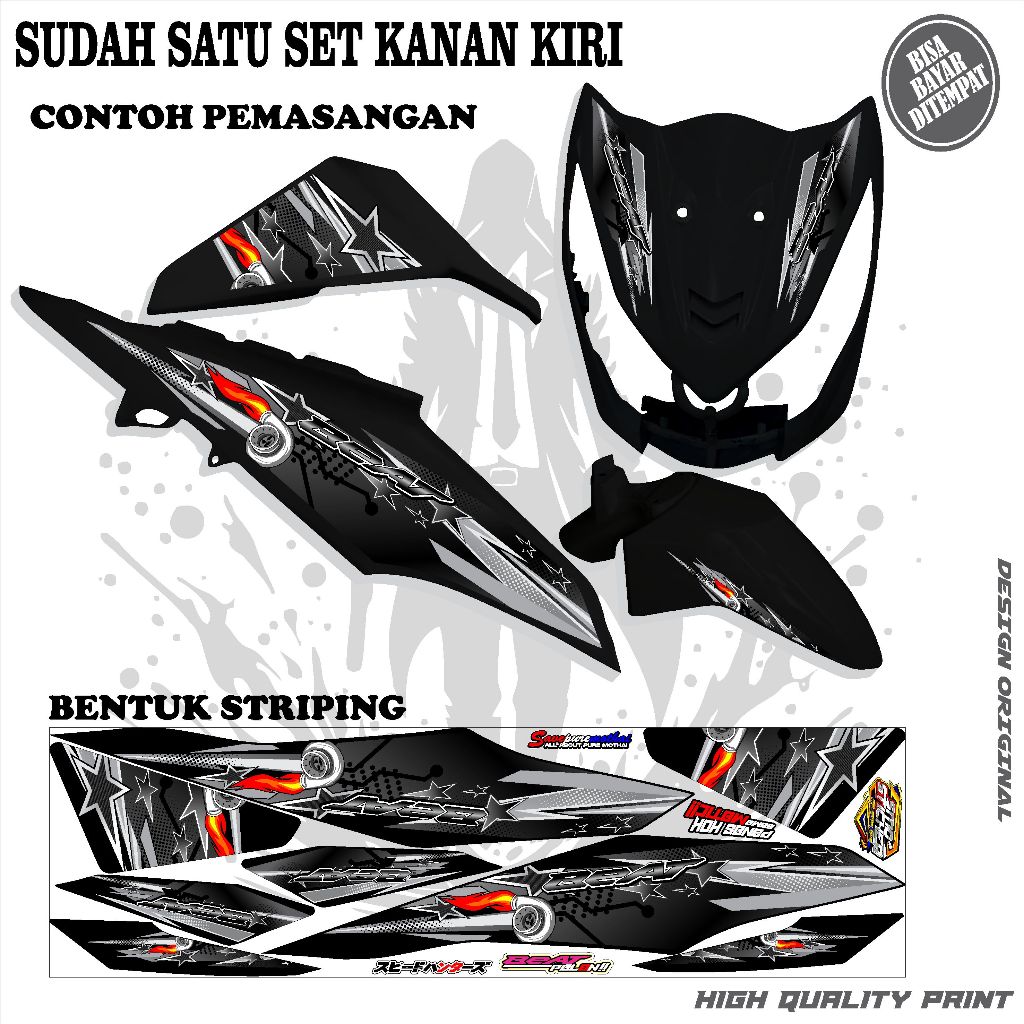 striping sticker variasi beat fi motif racing keren terbaru