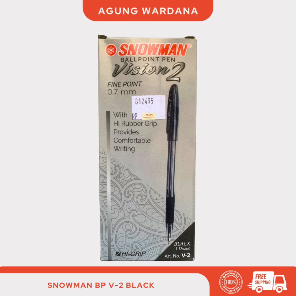 

BOLPOIN HITAM SNOWMAN BP V-2 BLACK 1 PACK