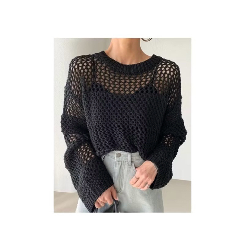 CROP TOP RAJUT JARING / OUTER RAJUT JARING