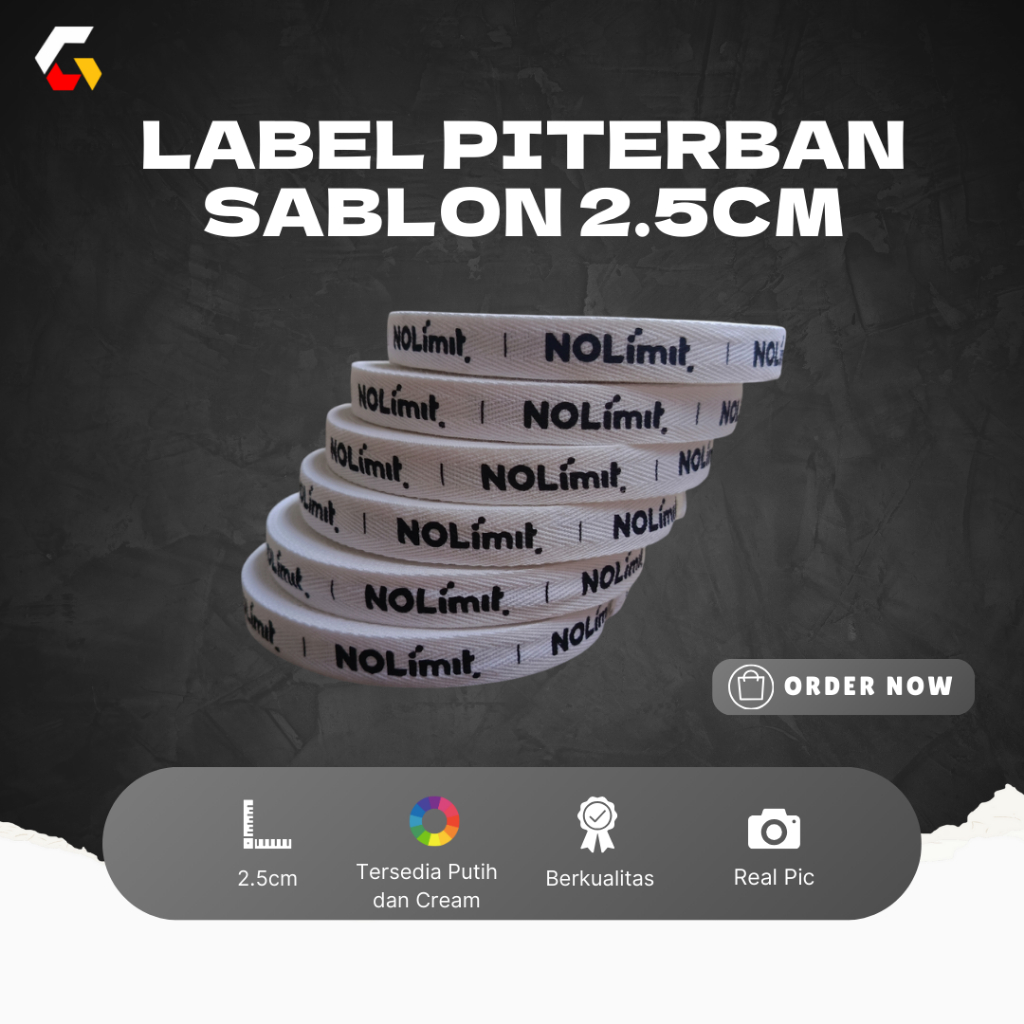 

Cetak Pita Katun Twilltape Piterban Label Cotton Custom Tag Baju Hijab Pita Kado Hampers