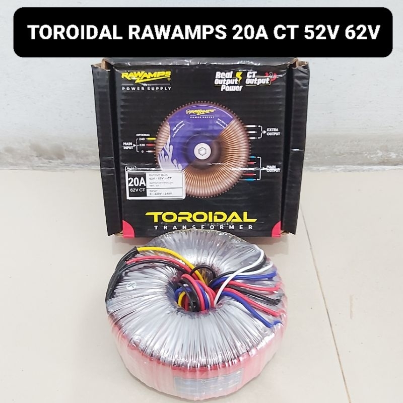 RAW AMPS Trafo Donat 20 Ampere CT 62V 52V Travo Toroid 20A Toroidal Rawamps