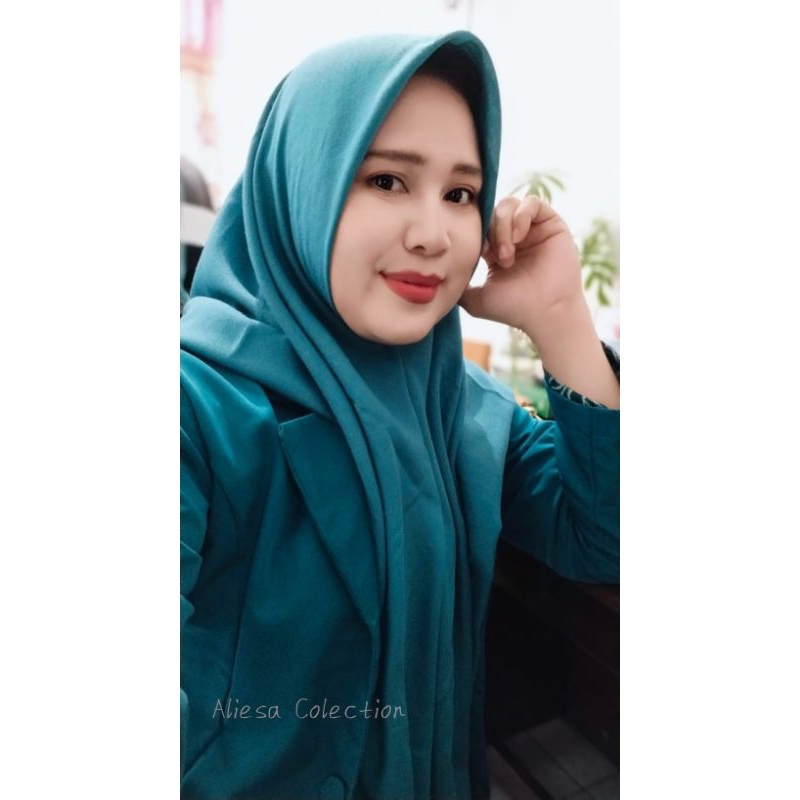Jilbab PKK segi empat Biru toska loggo PKK