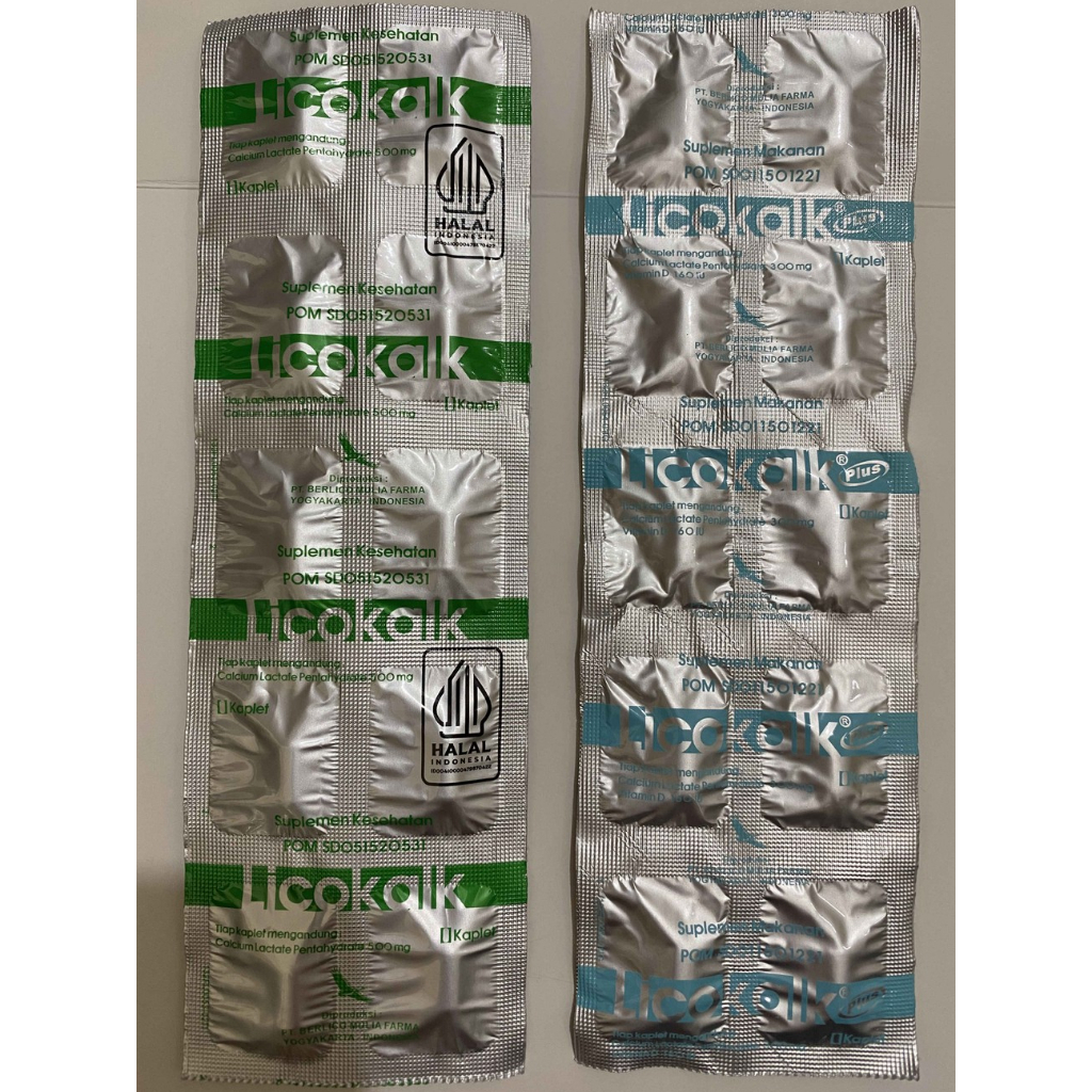 Licokalk tablet / Licokalk Plus Strip 10 tablet suplemen kalsium vitamin D
