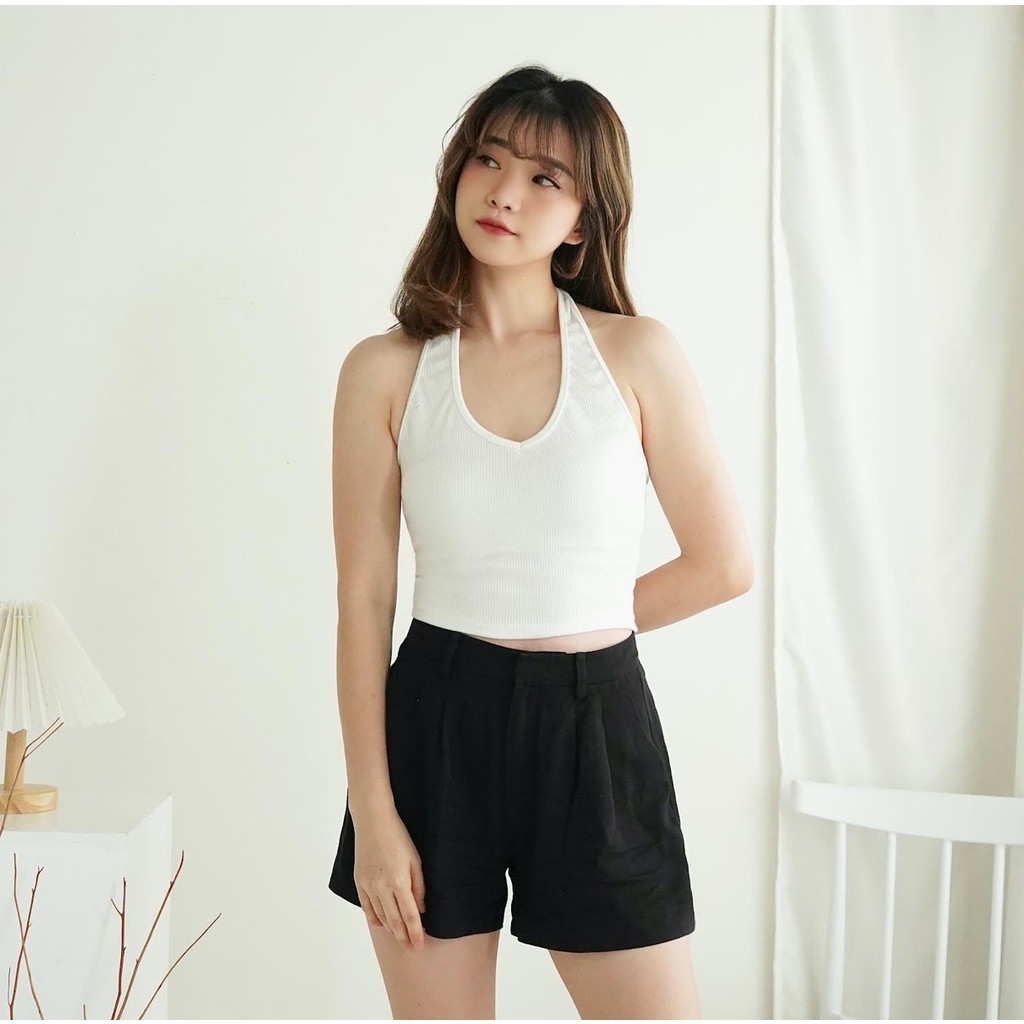 ESPADA SHOP - TP30 Tanktop Halter Tank top V-neck Tanktop Crop Tank Top Basic Halter
