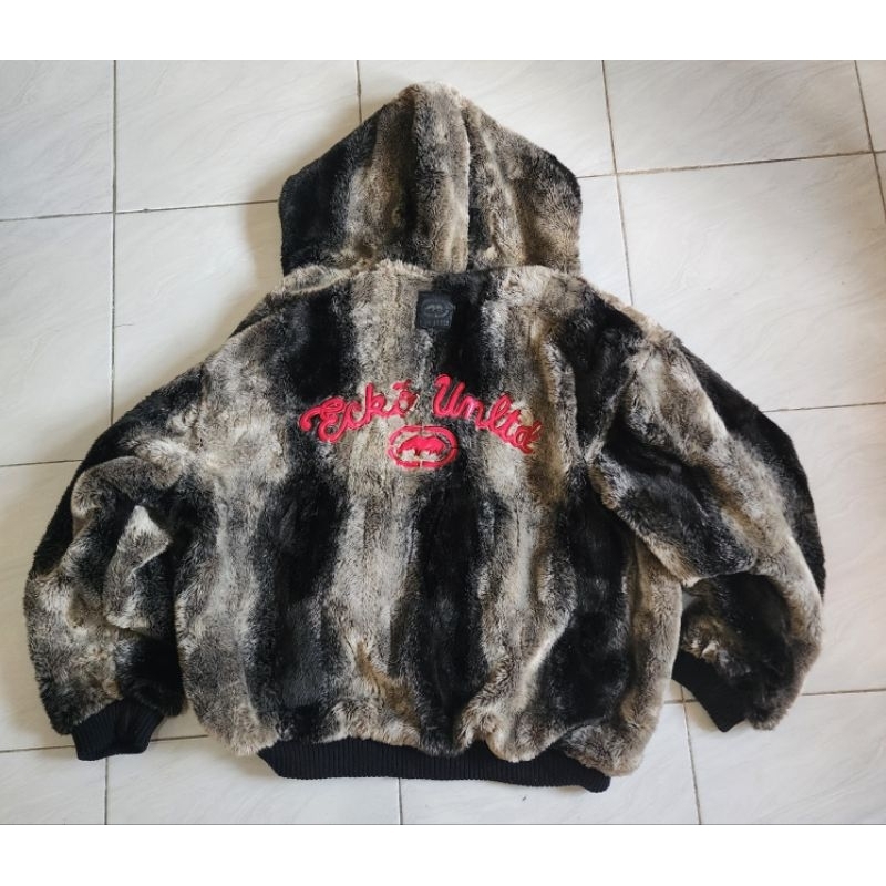 Jaket Kulit Bulu Reversible Ecko Unltd ( Rare )