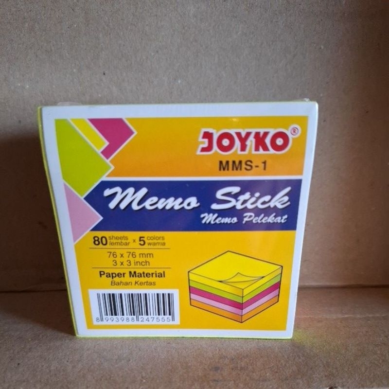 

post it / memo stick / memo pelekat 80 lembar x 5 warna 76x76mm bahan kertas Joyko MMS-1