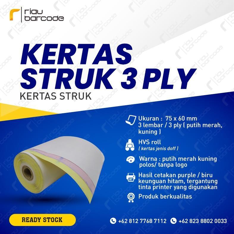 

kertas struk NCR HVS 3PLY 75X60 kasir EDC termal thermal antrian atm cafe resto supermarket