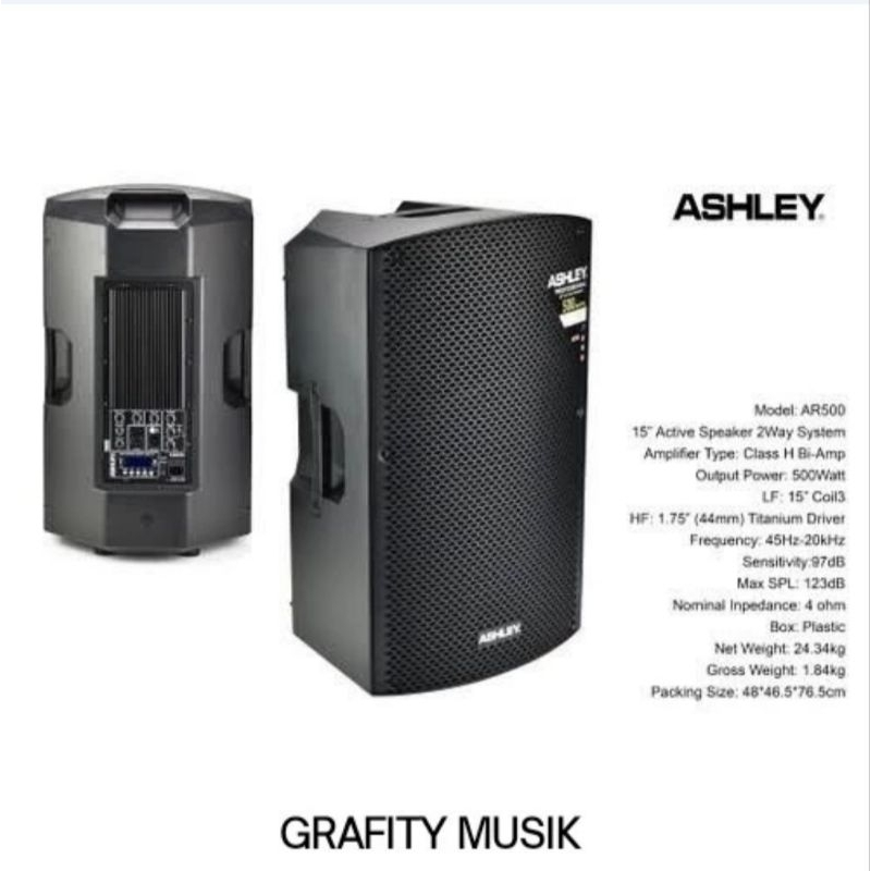 Speaker Aktif Ashley AR 500 Original 15 inch Ashley AR500 Active Original ( jual 1 set )