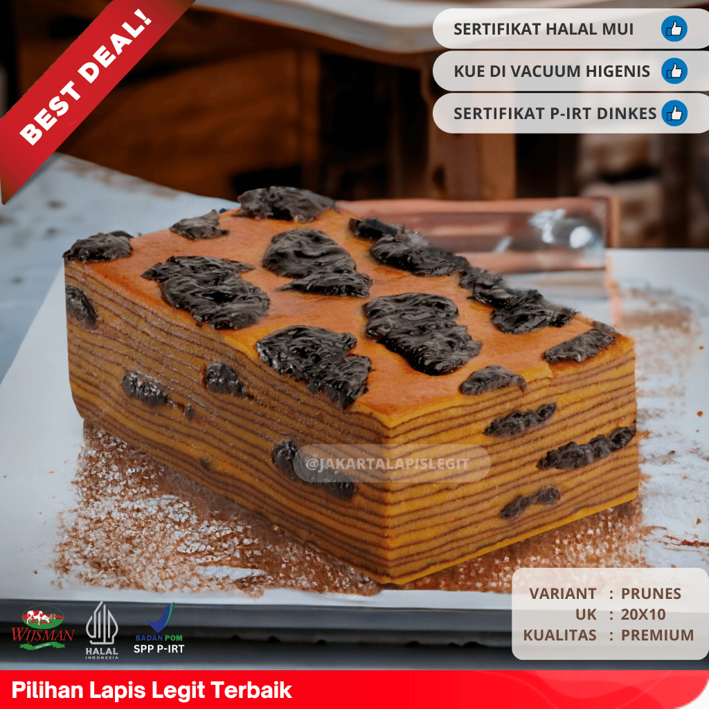 

(KUALITAS PREMIUM) KUE LAPIS LEGIT 20x10 PRUNES WISMAN 100% HALAL PLUM
