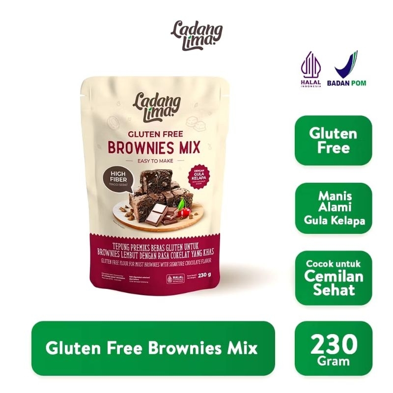 

TEPUNG BROWNIES MIX LADANG LIMA 230GR TEPUNG BROWNIES GLUTEN FREE SIAP PAKAI