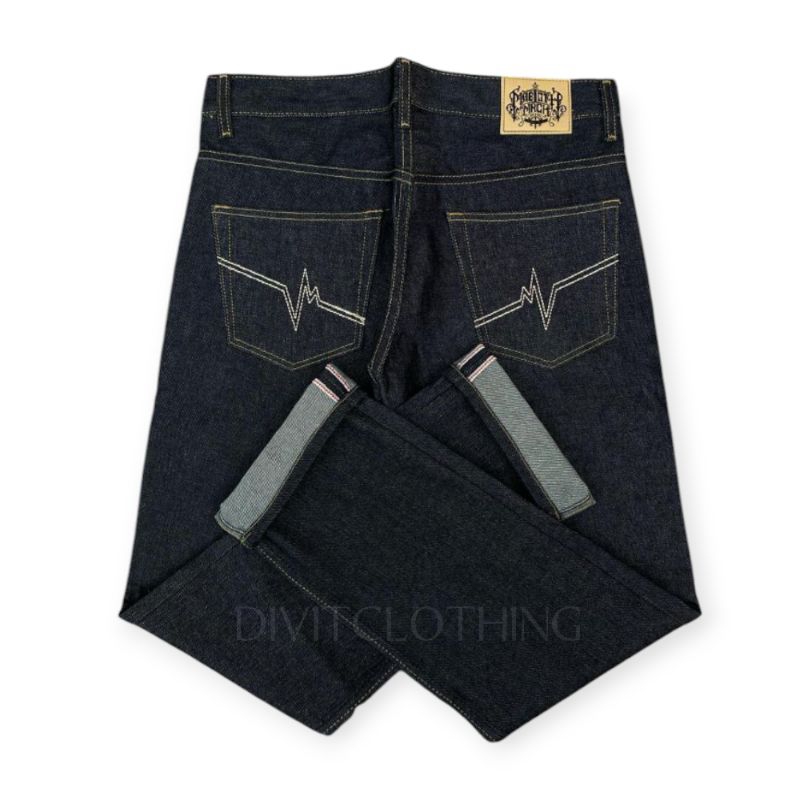 Original Odsi Celana Denim Selvege Black Indigo Size 28-38 Pola Standar Reguler Fit