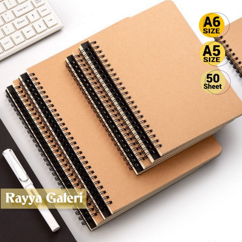 

Sketchbook A6 brownpaper isi 100 halaman buku sketsa sketchbook double ring spiral