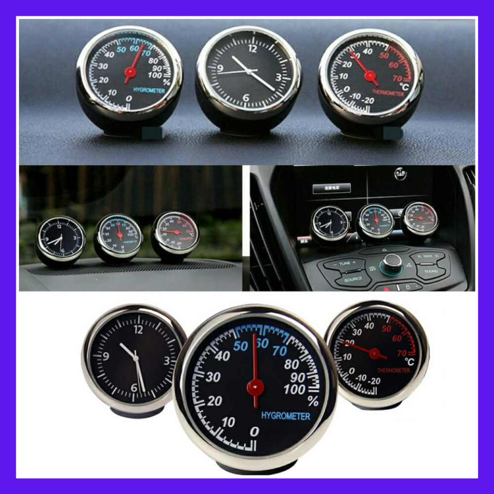 Dashboard Jam Analog Thermometer Hygrometer QUARTZ Mobil Mobil Mini Jam Digital Mobil