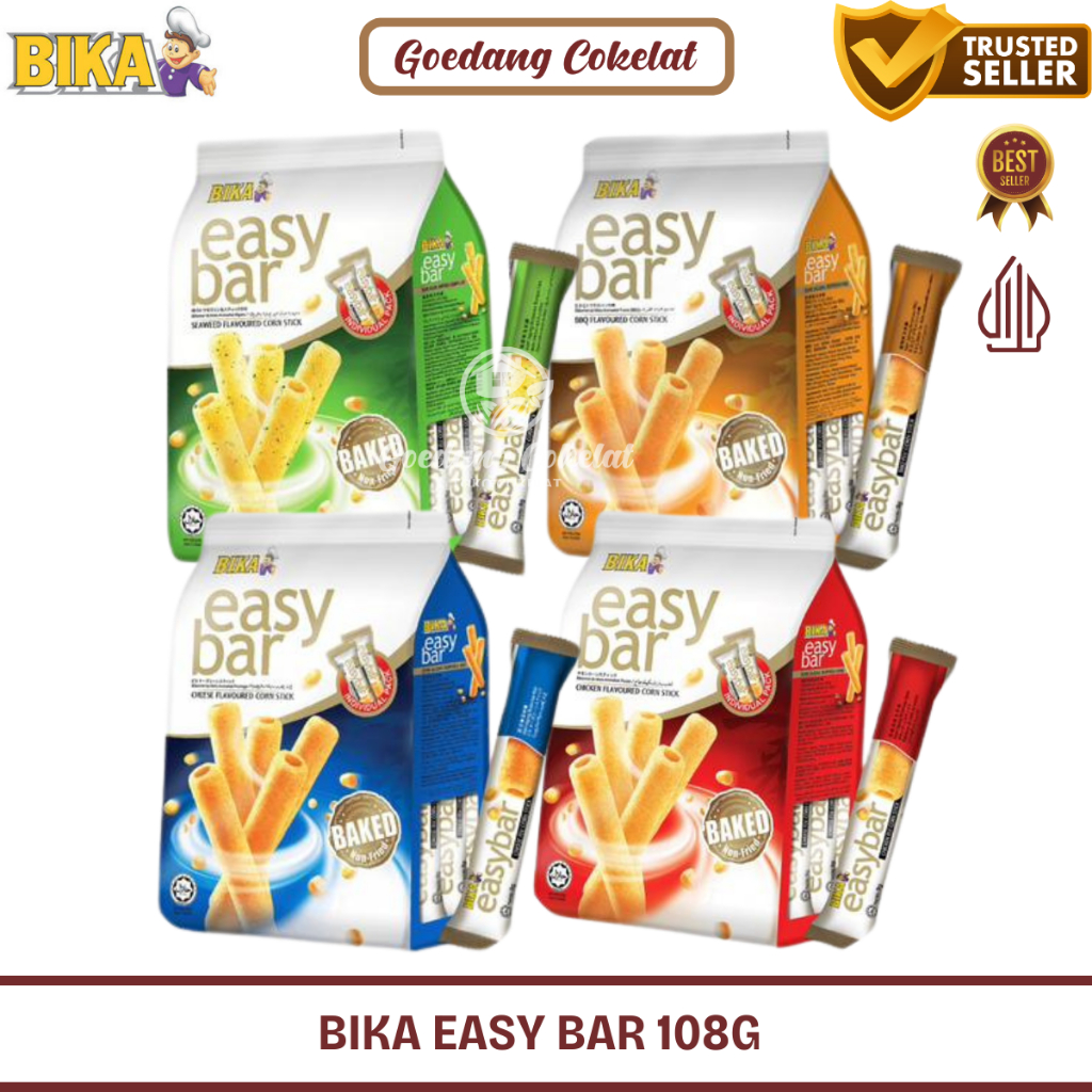 

BIKA Easy Bar Stik Stick Jagung Rasa Rumput Laut Ayam Keju Cheese BBQ Kemasan 108g (Isi 12 sachet)