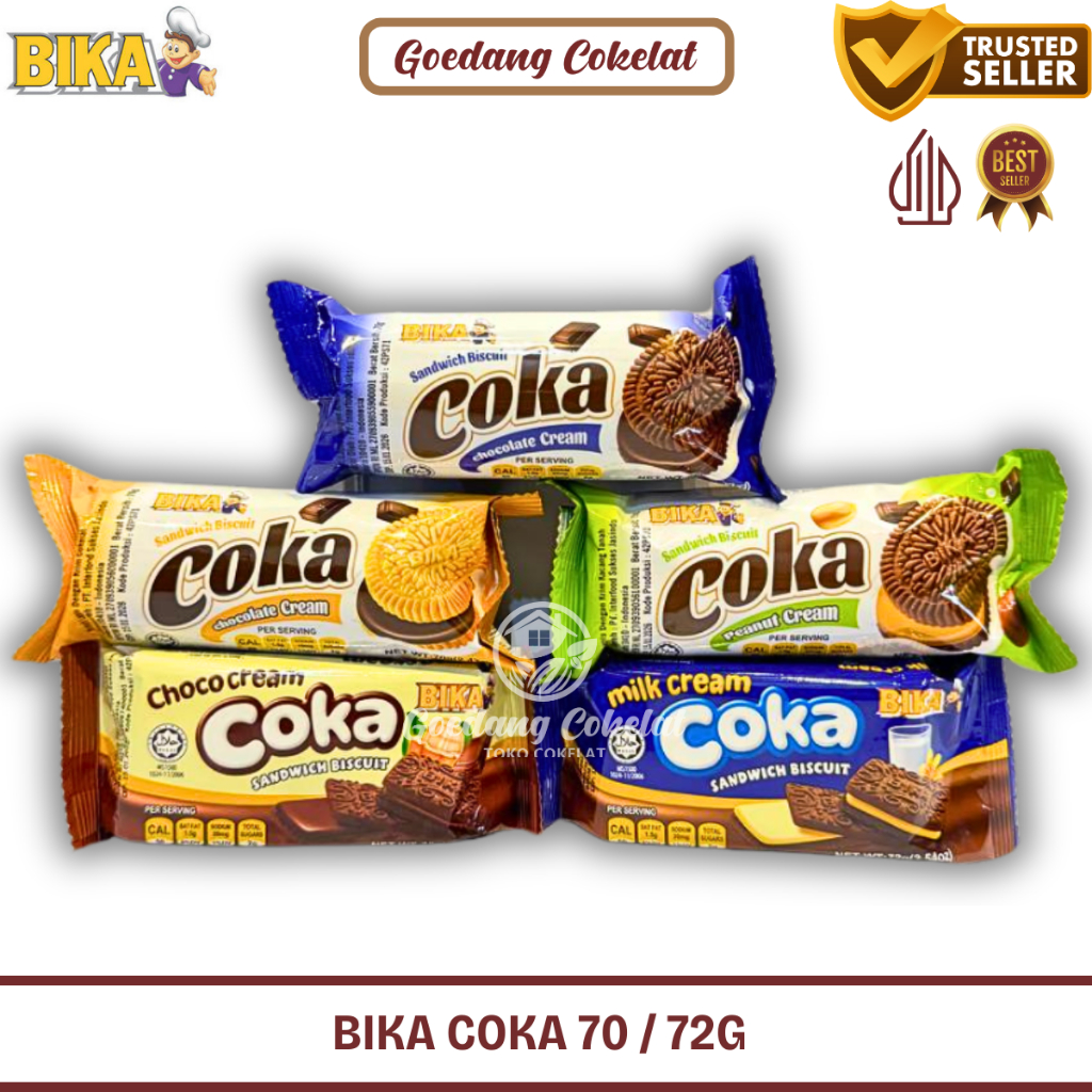 

BIKA COKA Sandwich Biscuit Cookies Isi Cokelat Chocolate Peanut Milk Cream 72g / 70g