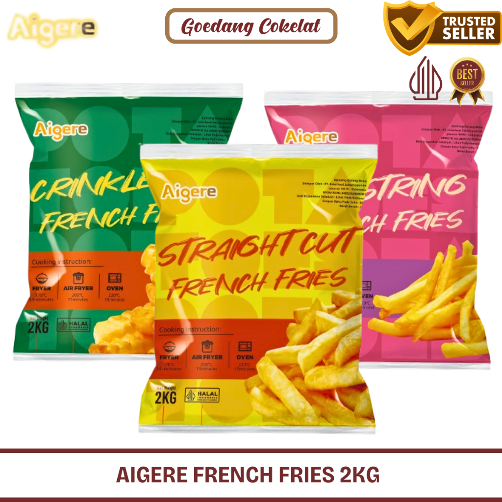 

Kentang Goreng Frozen 2Kg AIGERE French Fries Shoestring Crinkle Cut Straight Cut 2 Kg