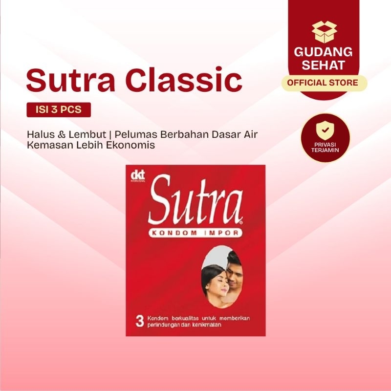 [Paket 3 box ] Kondom Sutra Merah 1box isi 3 Sachet