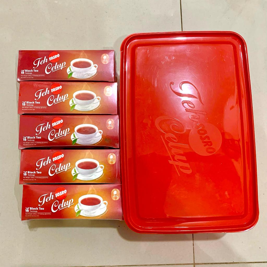 

5 Kotak Teh Celup Sosro (15 x 5) Kantung Bonus Tepak Kotak makan