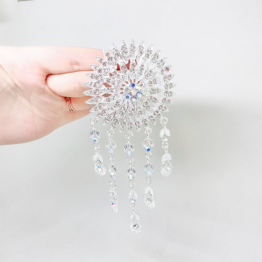 Bros silver mata bulat/bros juntai silver/bros jurai permata