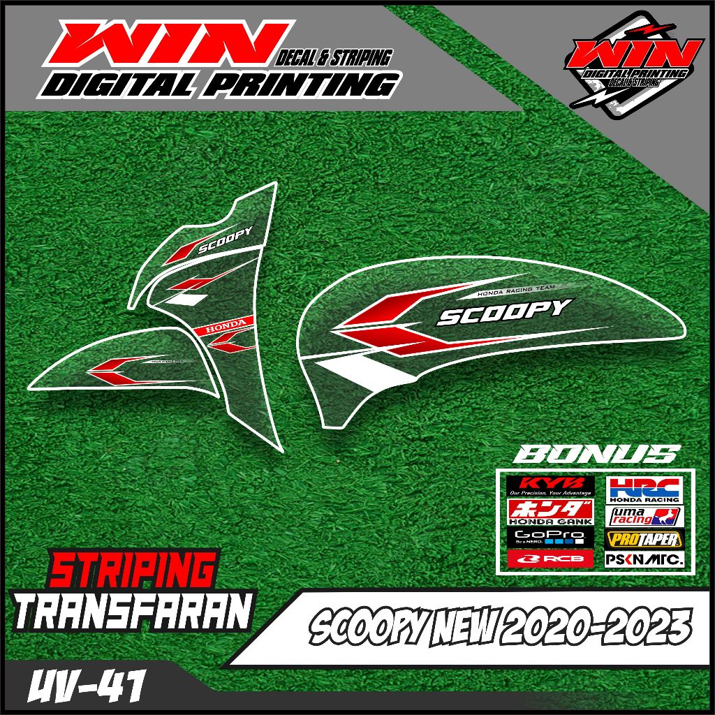 Stiker Scoopy New 2021 Transparan UV - Striping Scoopy 2021 Premium Racing