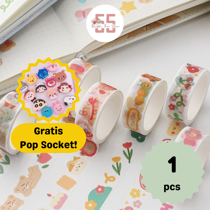 

Washi Tape Aesthetic Dekorasi Jurnal Scrapbook Selotip Motif Lucu - 040