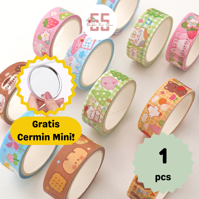 

Washi Tape Aesthetic Dekorasi Jurnal Scrapbook Selotip Motif Kartun Lucu - 043