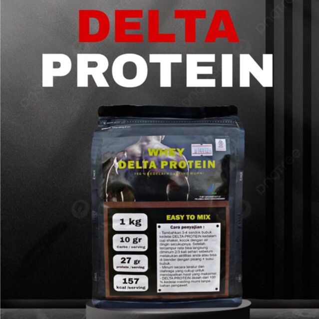 DELTA PROTEIN 1KG ORIGINAL WHEY PROTEIN KEDELAI MURNI