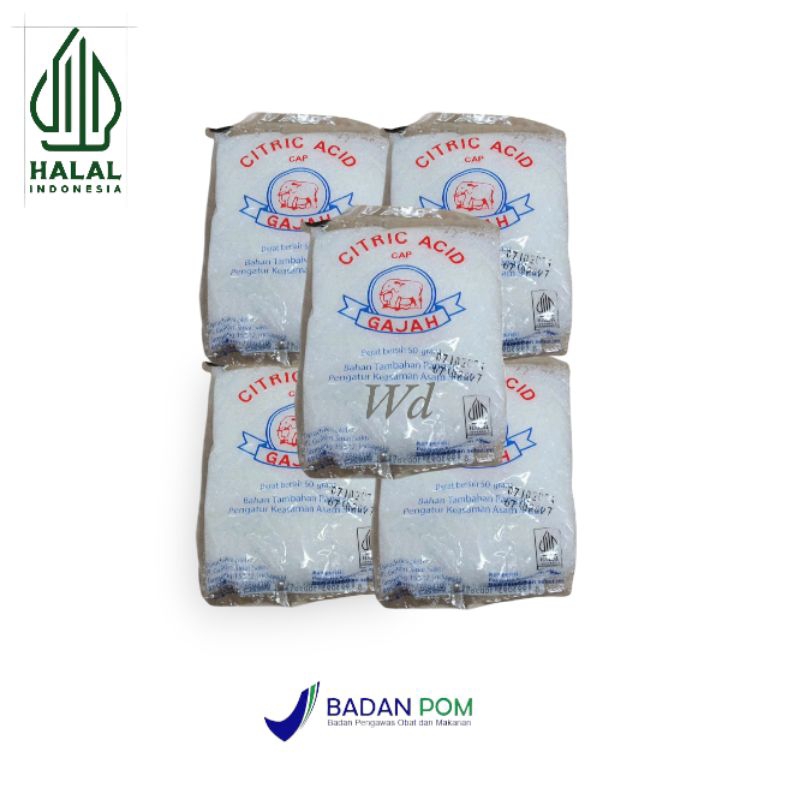 

(5 Sachet ) Citric Acid/Asam sitrun/Asam Sitrat 50 grm