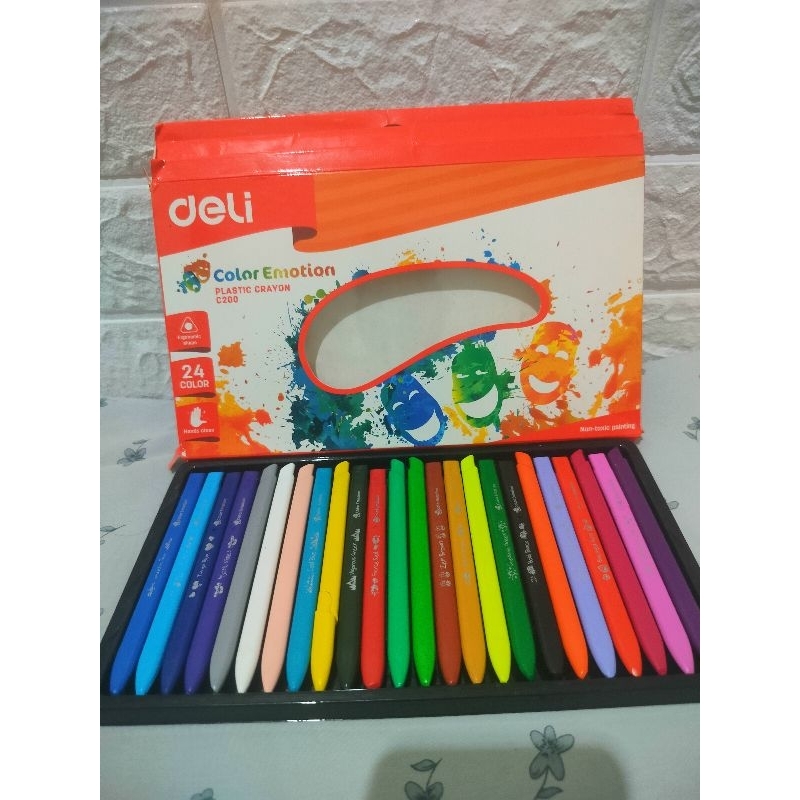 

Deli Color Emotion Plastic Crayon Krayon 24 Warna Preloved