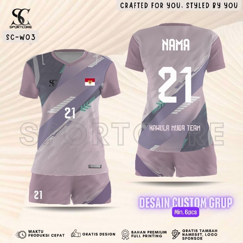 Jersey Voli Cewek Fullprinting Custom Nama Nomer