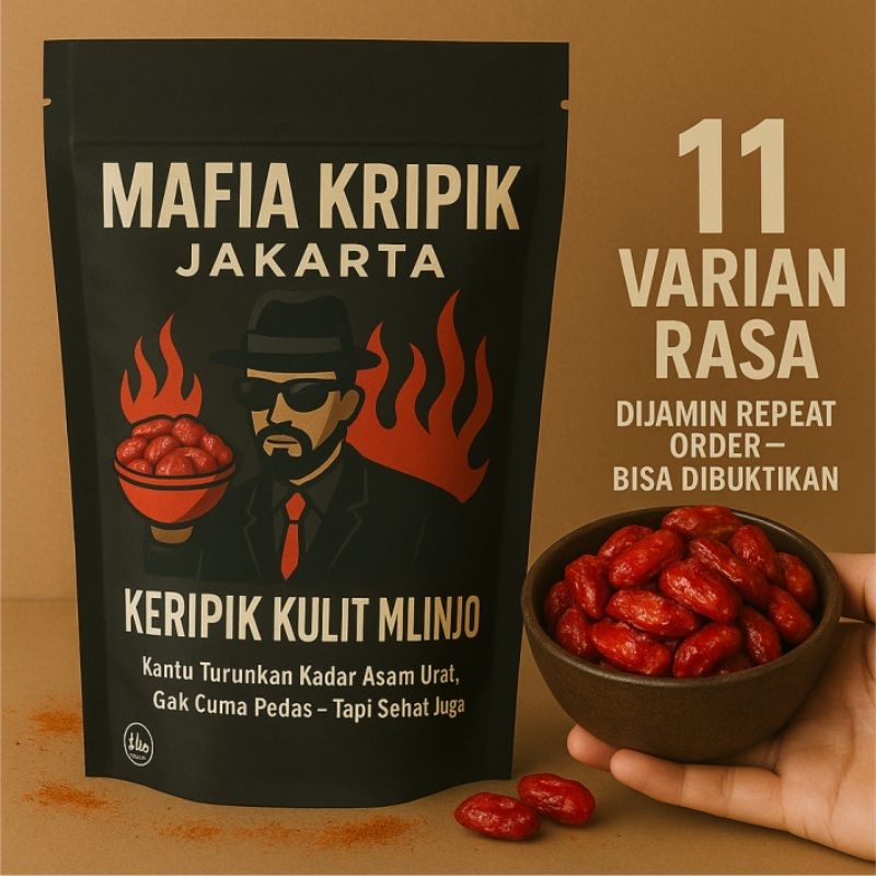 

Keripik kulit melinjo mafia jakarta original cemilan kekinian Kriuknya Nendang di lidah bikin nagih