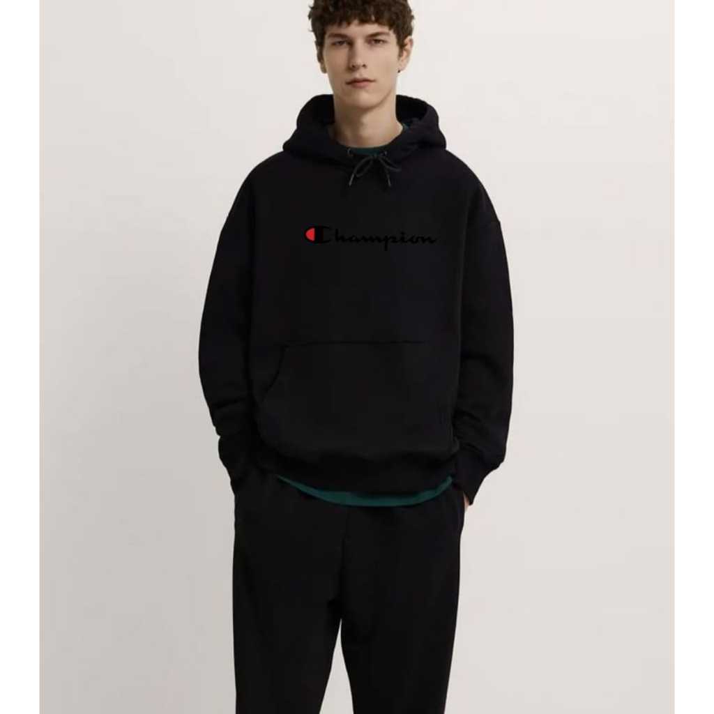 CHAMPION hodie jumper pria keren// jaket import fulltag original_jaket hitam berkualitas