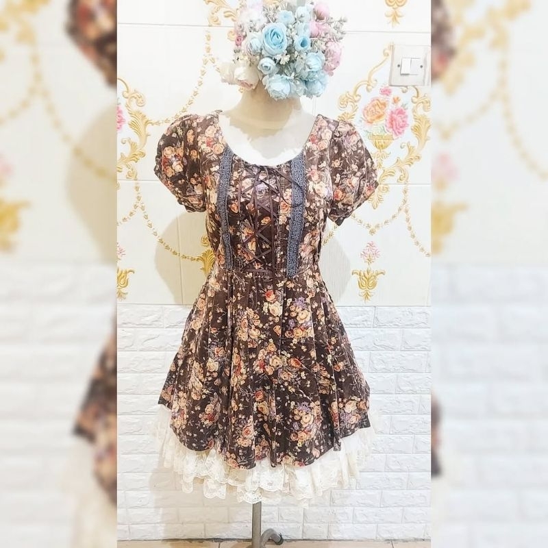 Ank Rouge Floral Brown Dress
