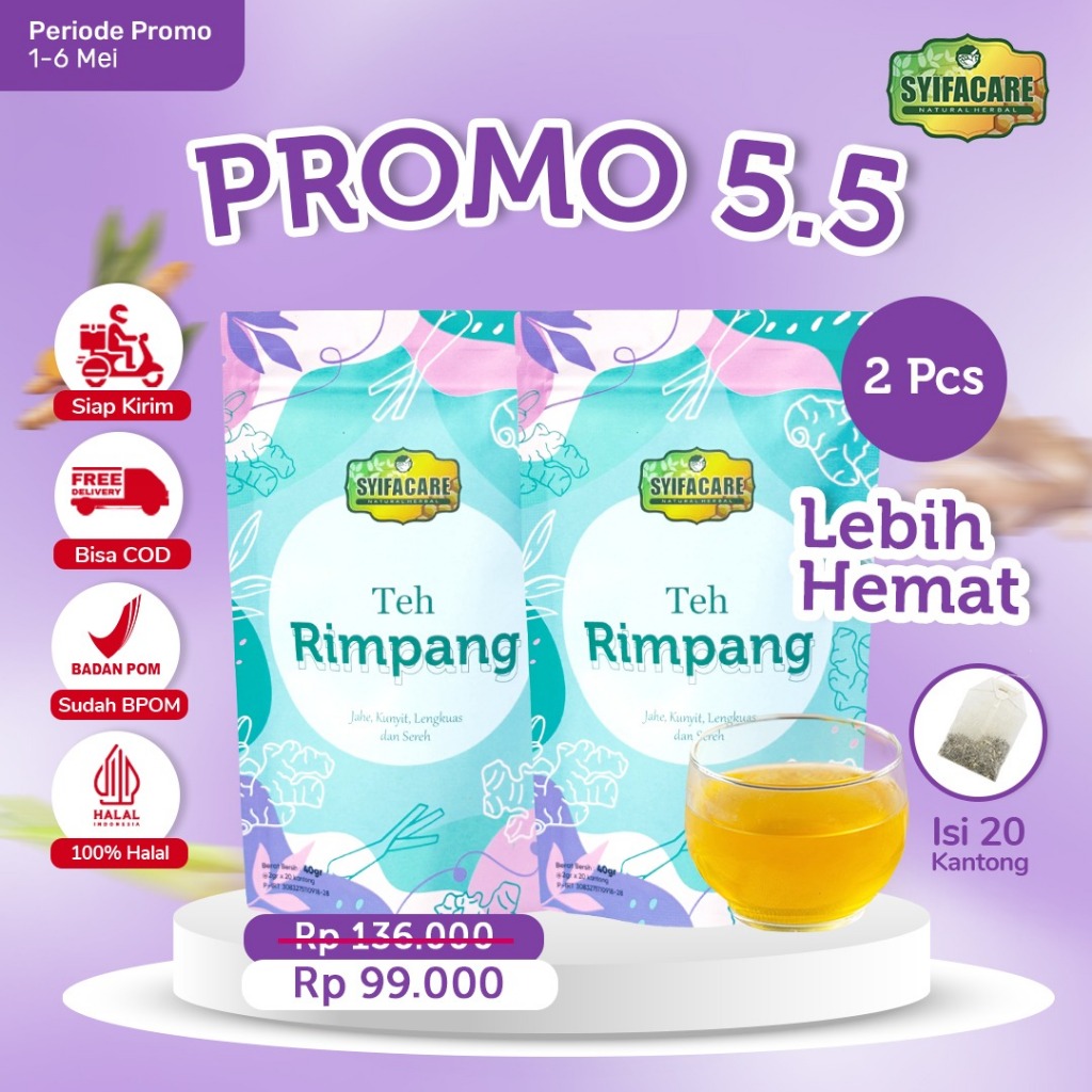 

[Paket 2 Pcs] Teh Rimpang Syifacare - Minuman Instan Herbal Rempah Jahe Kunyit Lengkuas Sereh - BPOM & HALAL MUI